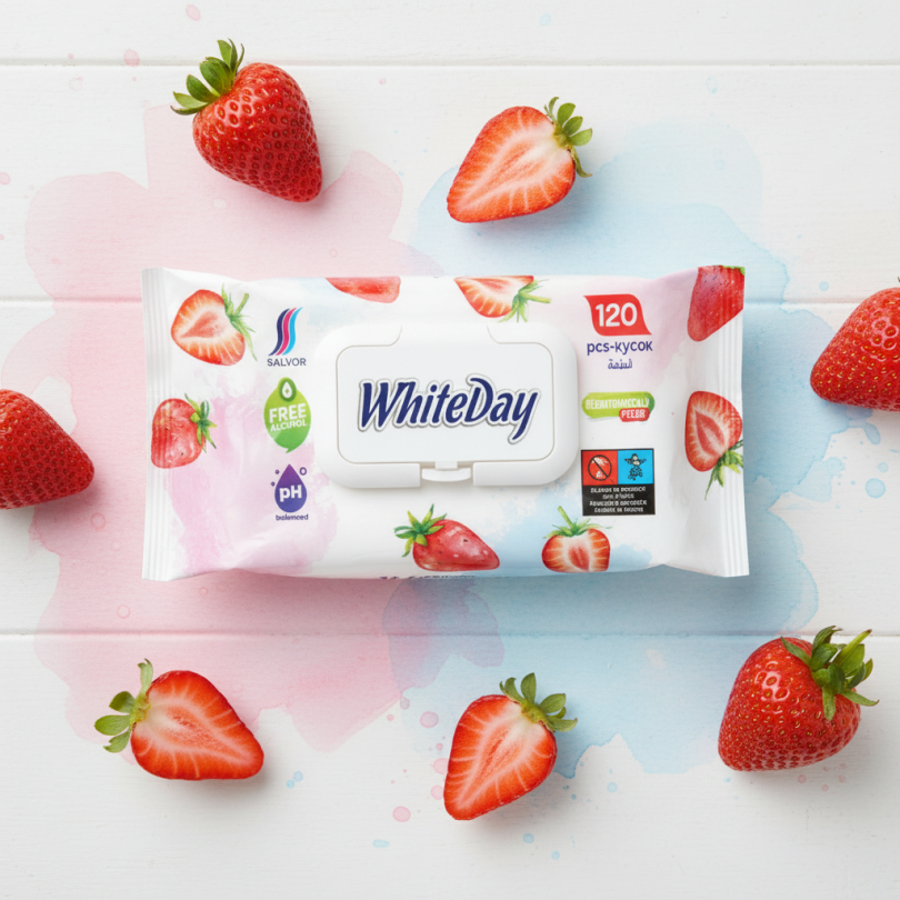 Влажные салфетки White Day Strawberry (120 шт.)