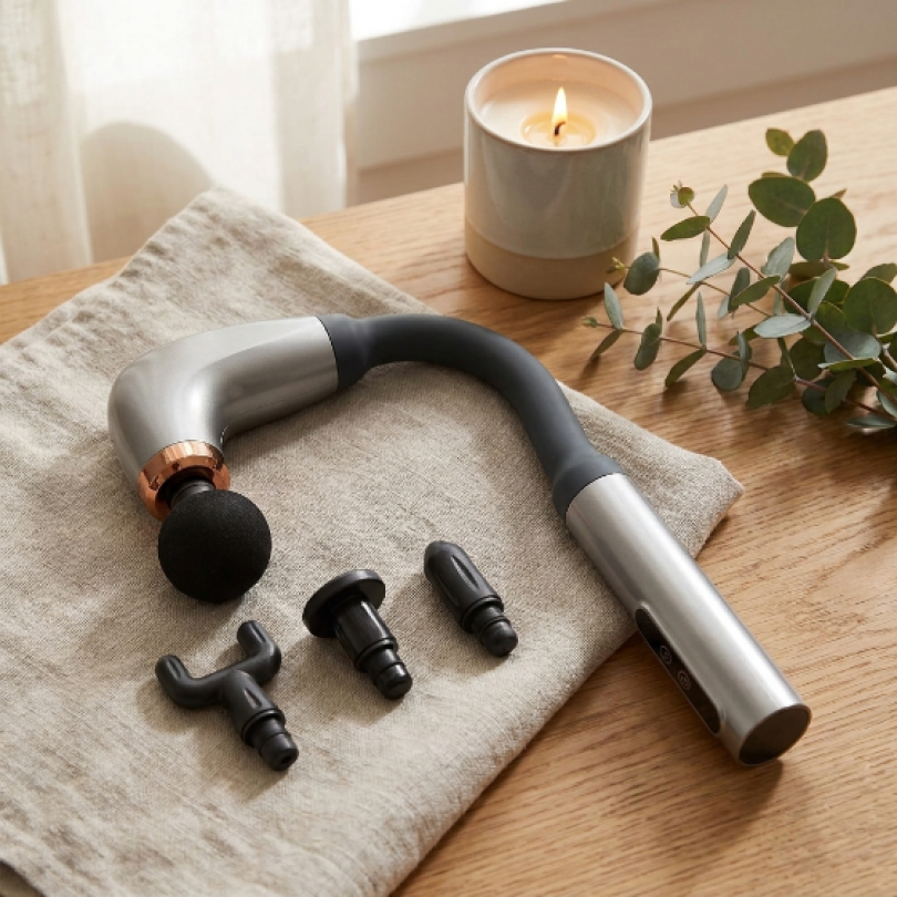 Перкуссионный массажер для тела (Fascial Gun) с удлиненной ручкой
