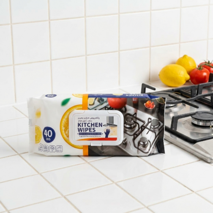 Влажные салфетки для кухни Kitchen Wipes с ароматом лимона (40 шт.)