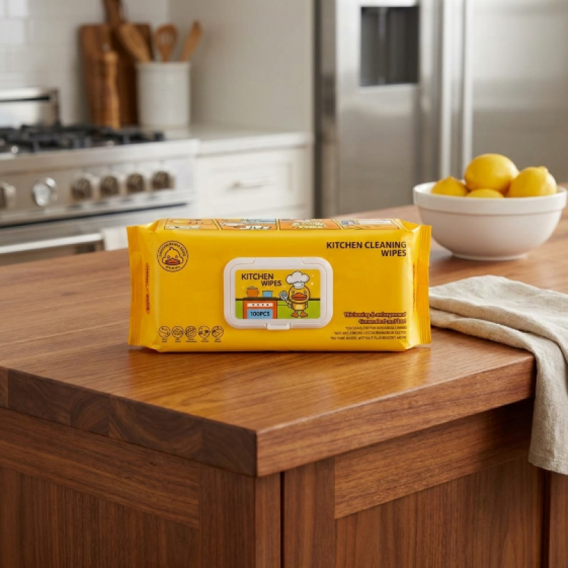 Большие кухонные влажные салфетки повышенной плотности Kitchen Cleaning Wipes (100 шт.)