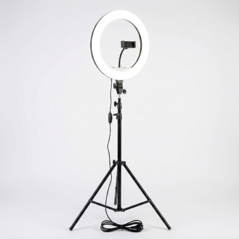 Кольцевая светодиодная LED лампа (Ring Light) с настольным штативом и держателем для телефона