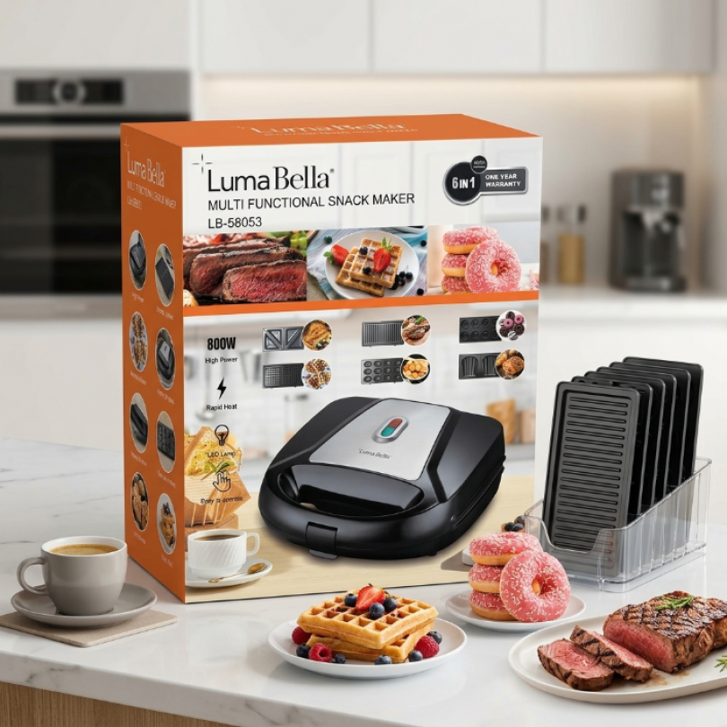 Сэндвичница LumaBella, электрическая, 6-в-1, 850 Вт, LB-58053